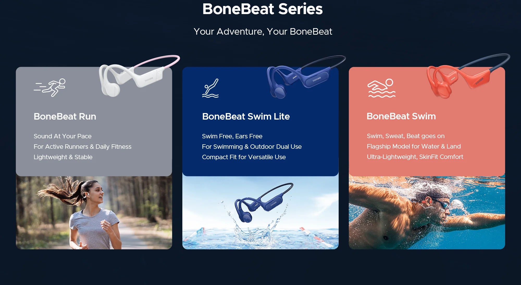 DOOGEE BoneBeat Swim Lite Knochenschall-Sportkopfhörer Bluetooth 5.4 Drahtloser Ohrhörer Wasserdichtes Headset zum Schwimmen