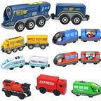 Holz-Lokomotive, magnetische elektrische Eisenbahn-Spielzeuge, passend für Biro-Holz-Druckguss-Schlitz-Eisenbahnstrecke, pädagogisches Spielzeug für Kinder