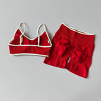 2-TEILIGER Yoga-Anzug Nahtlos mit Brustpolster Enge Sport-BHs und High-Waist-Shorts zum Draußen Tragen, Laufen, Training, Fitness, Yoga-Set