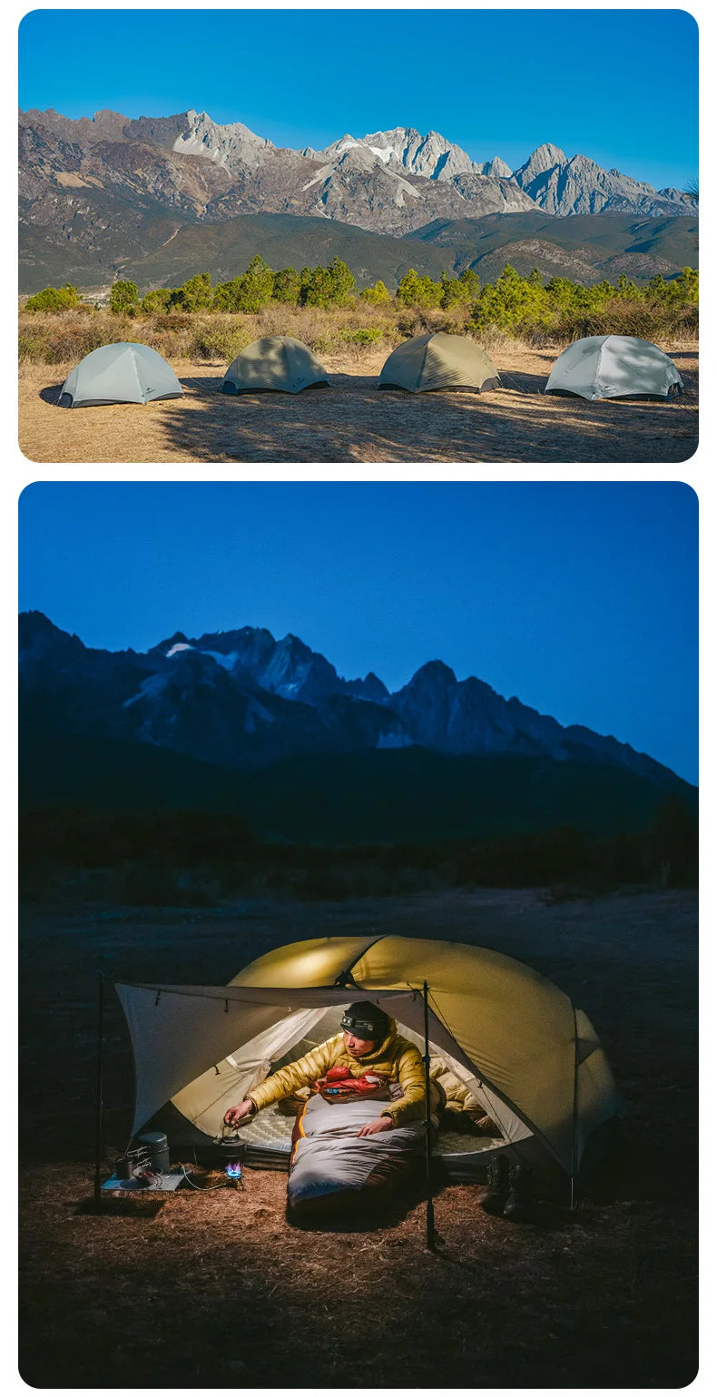 Naturehike Mongar UL 2 Zelt 2 Personen Trekkingzelt 20D Ultraleichtes Reisezelt Wasserdichtes Wanderzelt Überlebenszelt Outdoor Camping Zelt