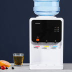 Moderner weißer elektrischer Wasserspender, 31*30*48cm, wassergekühlter Spender, 500W Desktop-Warm- und Kaltwasserspender