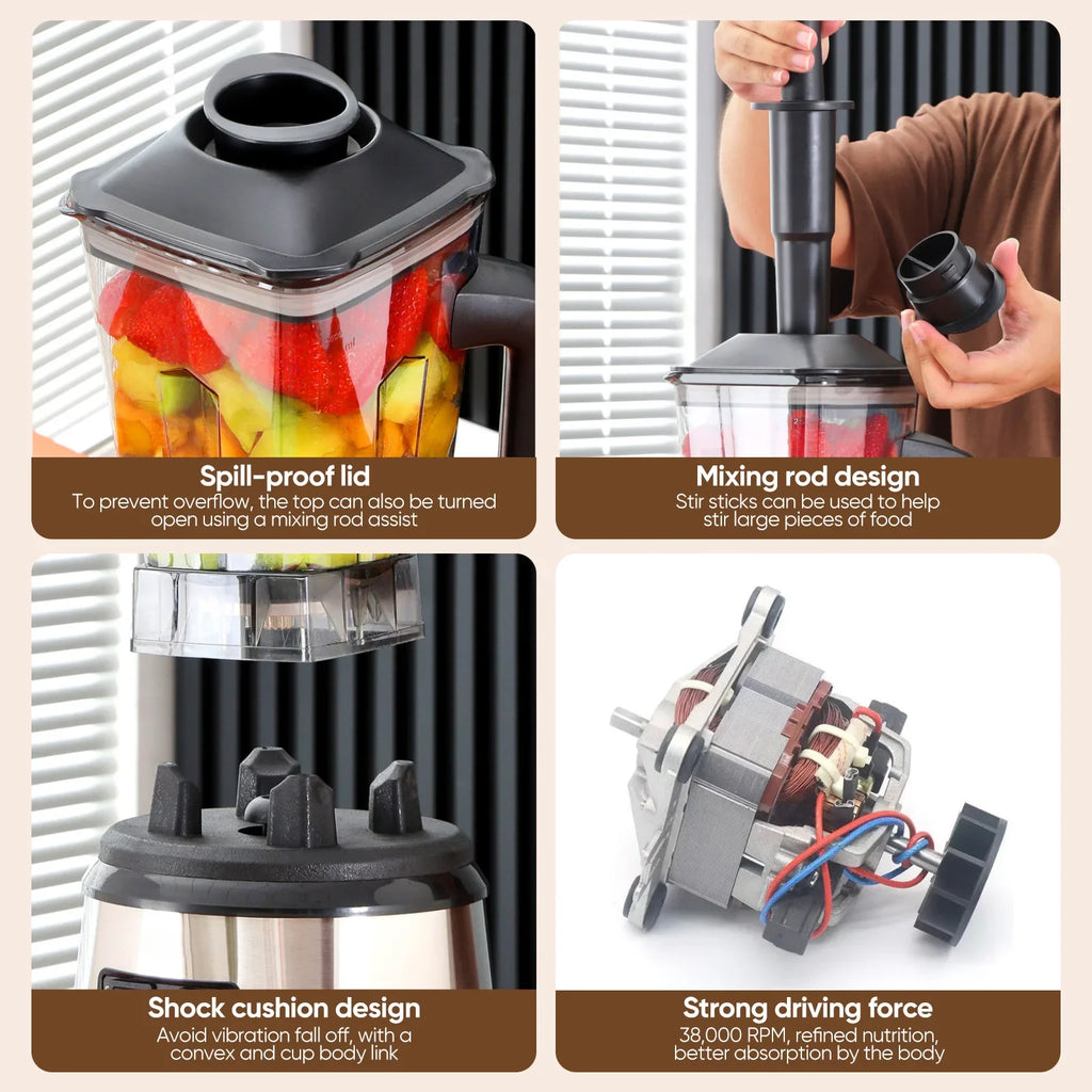 3-in-1 Leistungsstarker Standmixer Entsafter Smoothie Maker 0.5/1.5/2.5L 3 Behälter Küchenmaschine Mixer für Eis Nüsse Obst