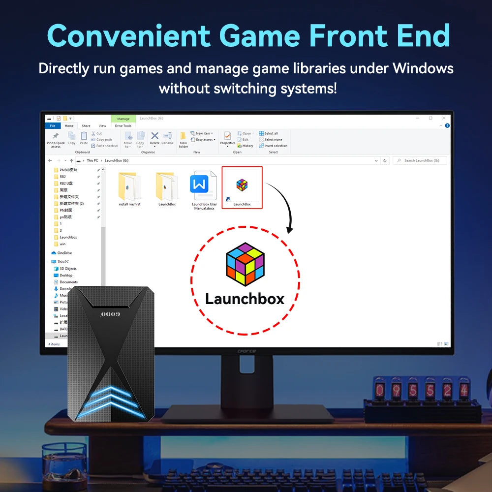 Launchbox 2T Spiele-Festplatte für PS4/PS3/PS2/Wii/WiiU/GAMECUBE etc. mit über 4200 3D/PC-Spielen, tragbare Spielekonsole für Laptops