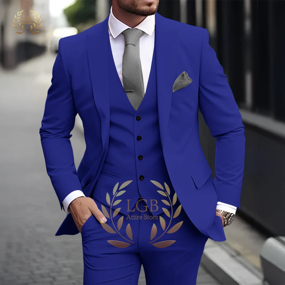 Herren Khaki 3-teiliger Anzug Klassischer spitzer Revers Business Formal Hochzeit Bräutigam Slim Fit Eleganter Gentleman-Stil Mode Blazer