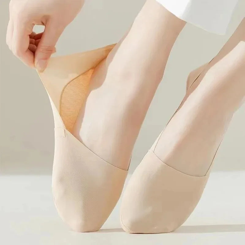 5 Paar Damen Socken Atmungsaktive Unsichtbare Silikon Anti-Rutsch Einfarbige Bootssocken Bequeme Hochwertige No-Show Socken Ultra-dünn