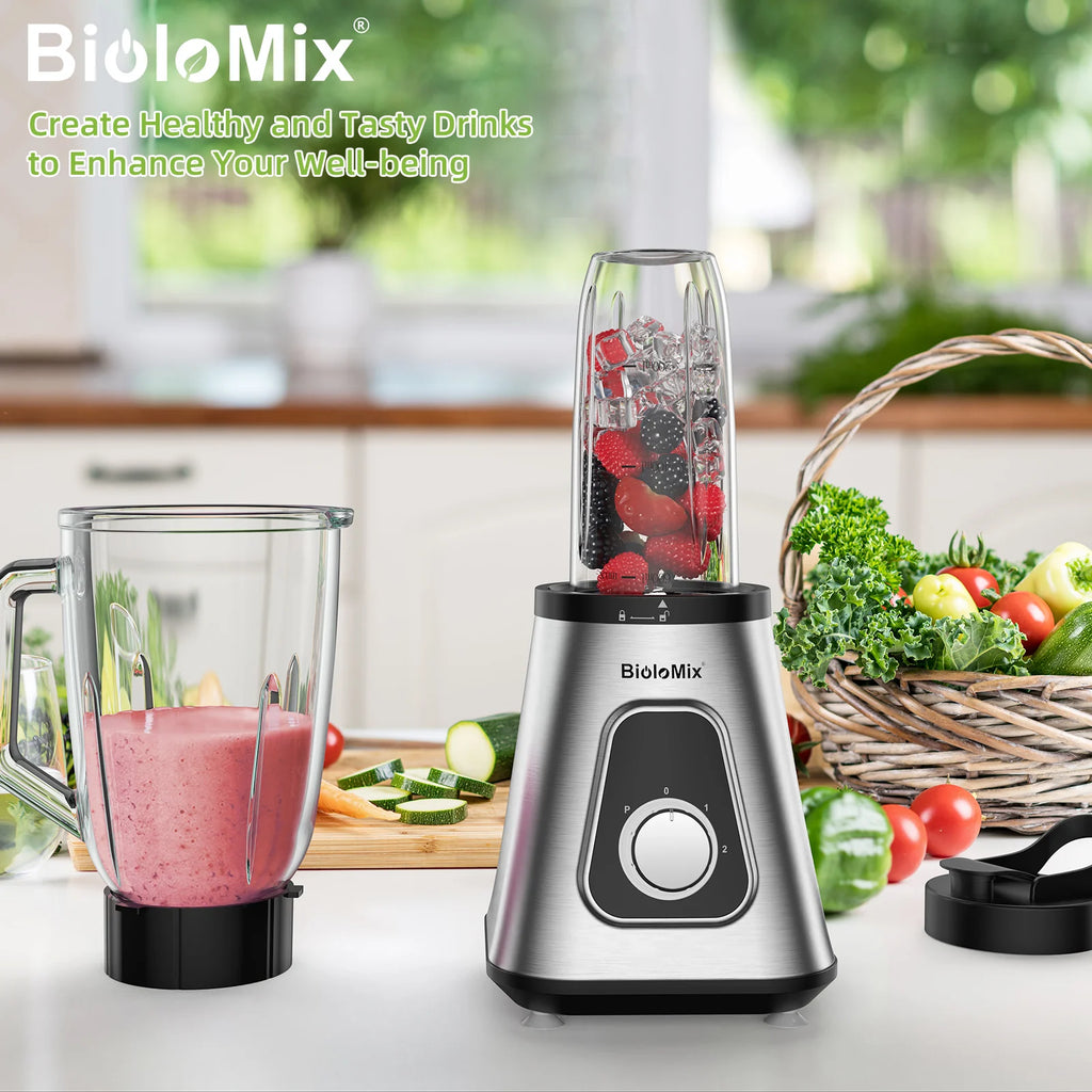 BioloMix Professional 1300W Standmixer mit 1,5L BPA-freiem Glaskrug, perfekt für gefrorene Smoothies und hausgemachte Saucen