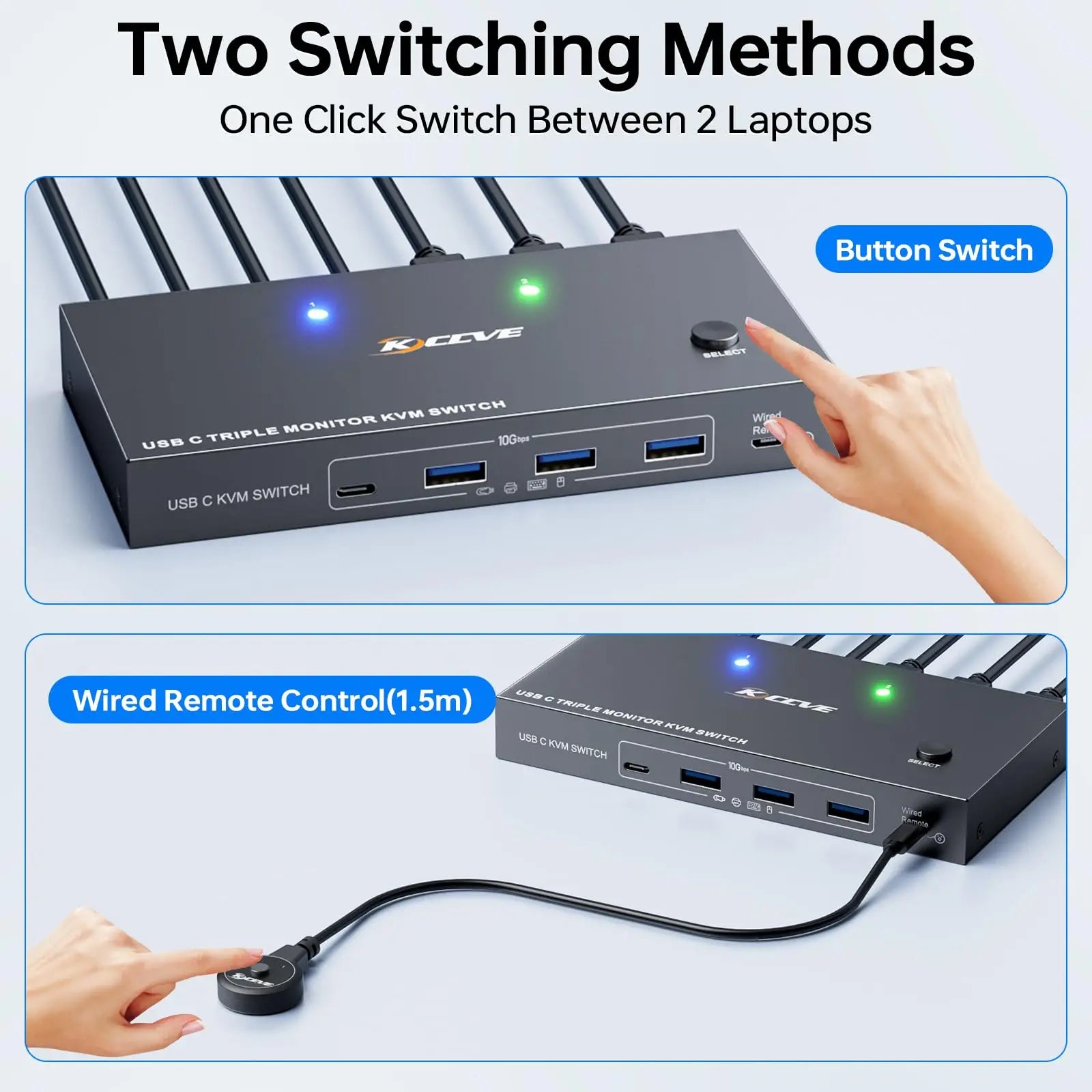 USB-C Dockingstation Triple/Dual Monitor KVM Switch 4K 1080P@60Hz, USB C KVM Switch 3/2 Monitore 2 Laptops für Windows/Mac OS