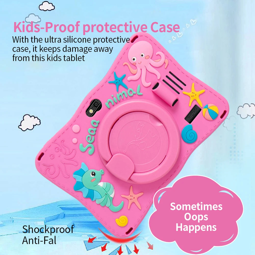 BDF Tablet für Kinder 7 Zoll Android 11 System 32 GB WiFi Bluetooth Dual-Kamera Bildungssoftware installiert mit Schutzhülle