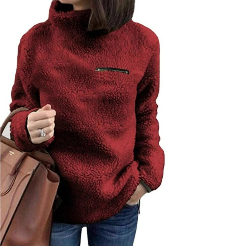 Winter Superweicher und bequemer einfarbiger Rollkragenpullover Damenpullover Mode Reißverschluss Sexy Oberteil Damen Hipster Kleidung