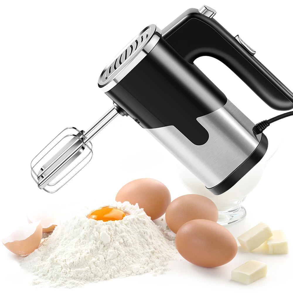 800W Elektrischer Küchenmixer mit Doppelrührbesen, Eierschläger, Knethaken, 5 Geschwindigkeiten, Küchenpürierer, Sahne, Marmelade, Pudding, Milchshake, Handmixer