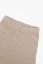 Damen beiges Oversize-Strick-Zweiteiler-Set mit Half-Zip Pullover und weiter Hose, lässige Loungewear