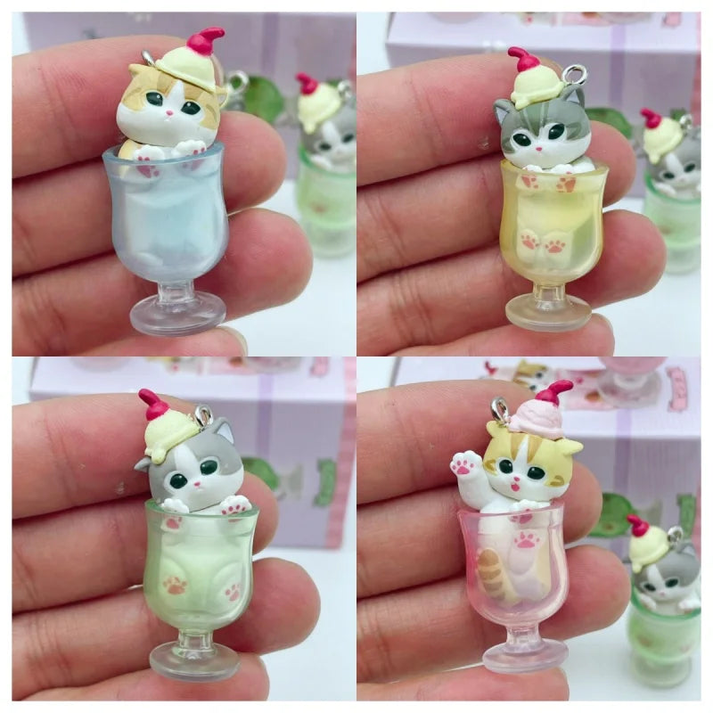 Auf Lager, neu: Mofusand Katze Pudding Kaltgetränk Anhänger Minifiguren Blind Box Anime Figuren Ornamente Puppen Geburtstags- und Weihnachtsgeschenke Spielzeug