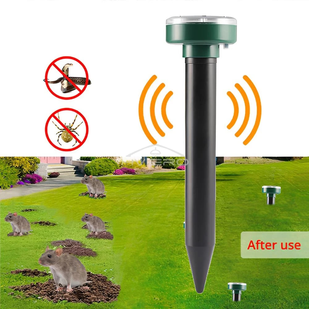 4/8X Solar-Vertreiber Solarbetrieben Ultraschall Sonic Maus Maulwurf Schädlings Nagetier Abwehr Vibrationswelle Garten Rasen Bauernhof Feld Außenbereich
