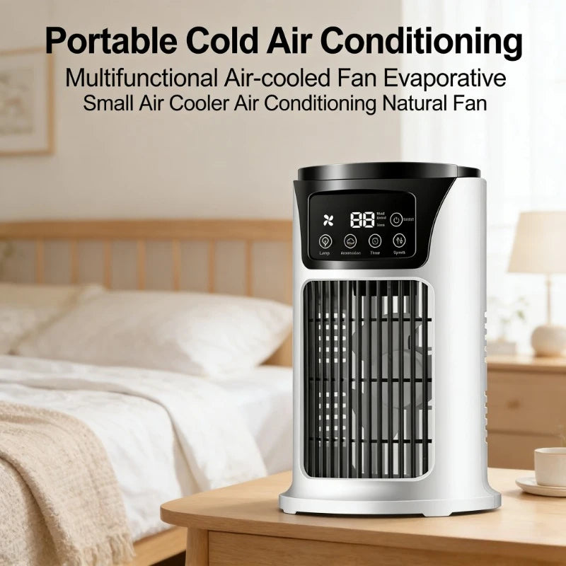 Multifunktionaler Verdunstungsventilator Tragbare Kalte Klimaanlage Kleiner Luftkühler Natürlicher Luftgekühlter Ventilator für den Schreibtisch Hauptbild