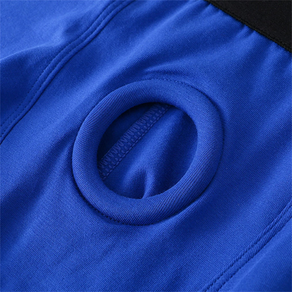 CLEVER-MENMODE Herrenunterhose mit offenem Penisbeutel, Loch, Boxershorts, Cockring, Slip, Baumwollunterwäsche, Boxershorts hombre