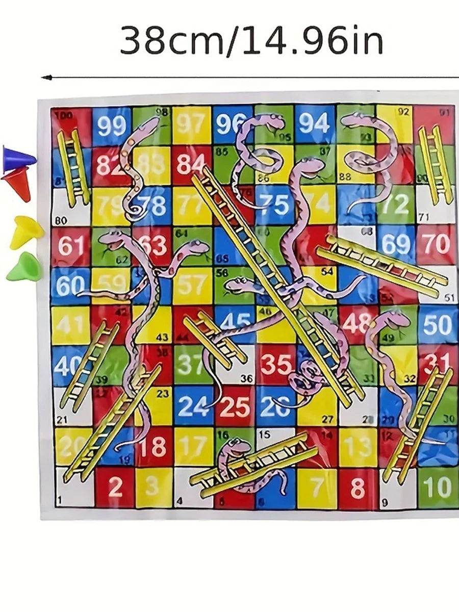 Schach Schlange Leiter Flug 38cm/14.96Zoll Pädagogisches Kinderspielzeug Interessantes Brettspiel Set Tragbares Flugschach Brettspiel