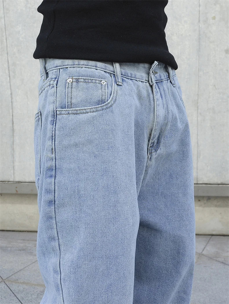 Frühling Herbst Herren Baggy Jeans Oversize Straight Loose Lässige Denim Hose Unifarben Streetwear Fashion Y2k Weite Hosen