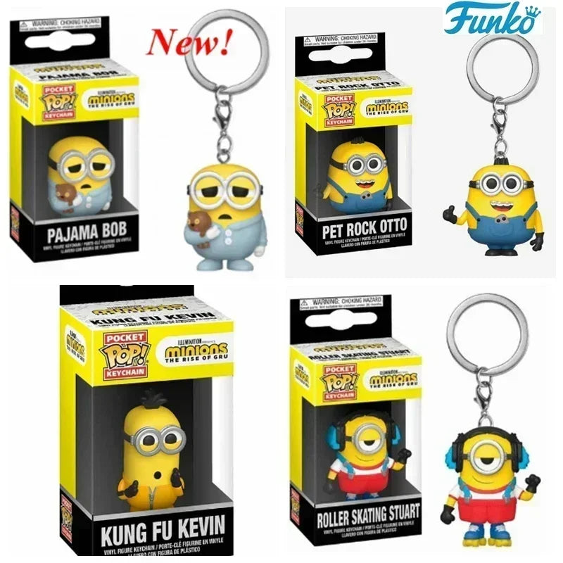 Funko Pop Neu Ich Einfach Unverbesserlich Minions OTTO STUART KEVIN CARL Pyjama Bob Agnes Taschenschlüsselanhänger Kinderspielzeug