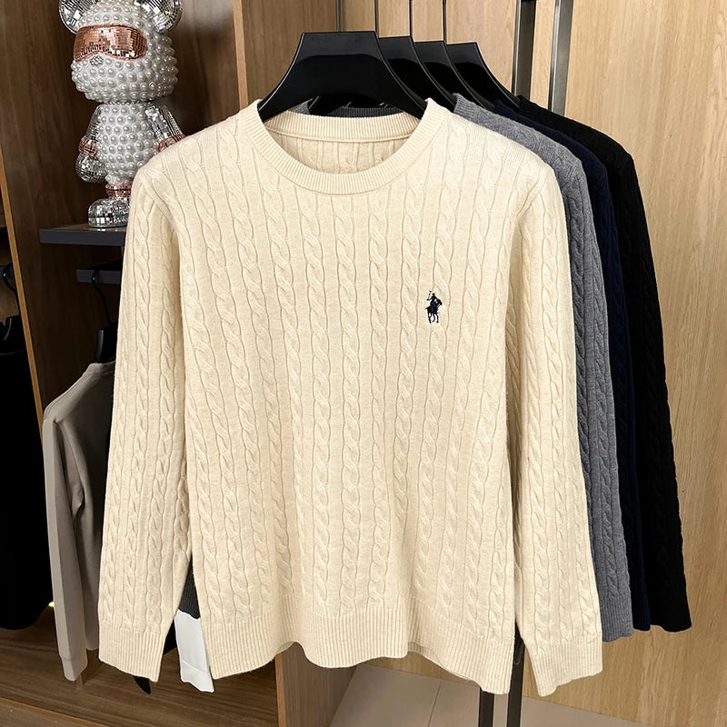 Luxus Herrenmarke Frühling Hochwertiger Strickpullover Rundhals Jacquard-Stickerei Langarm Pullover Freizeit Mode Herren C
