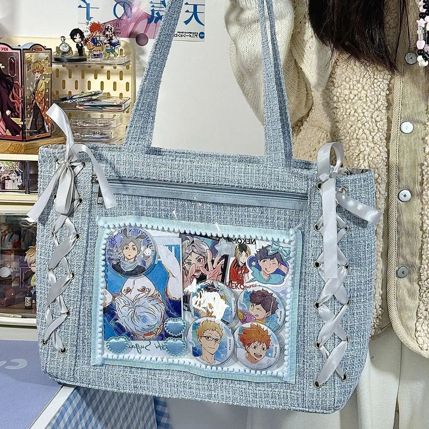 Neue Y2K Süße Japanische Ita Bag Lolita Mädchen Transparente Umhängetasche Große Kapazität Umhängetasche Lässige Tasche DIY Display Handtaschen