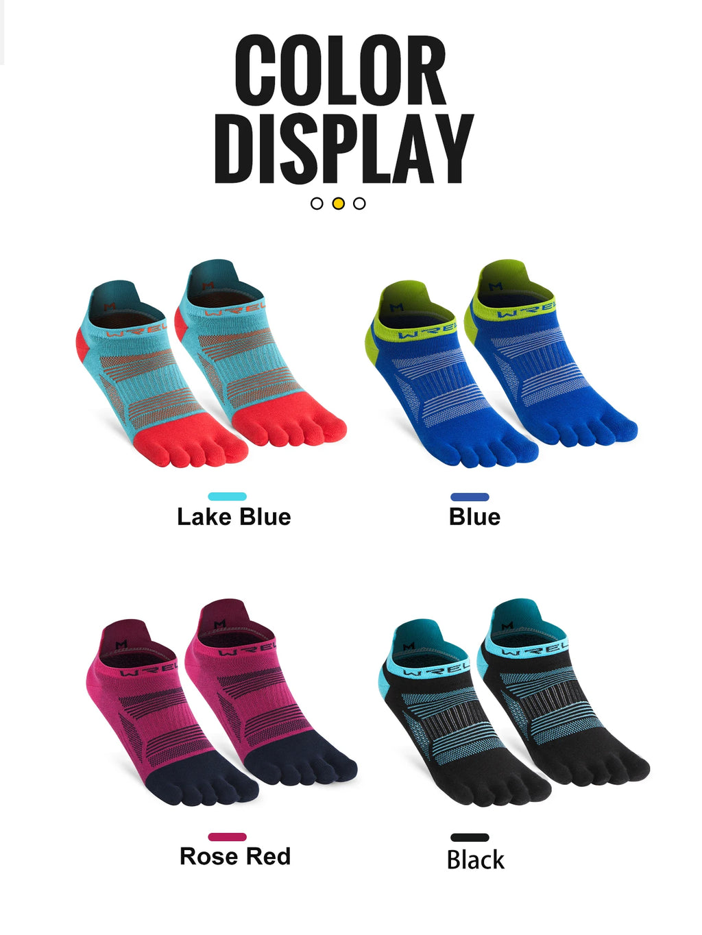 WRELS Zehensocken Laufsocken für Herren Damen Atmungsaktive Fünf-Finger-Socken Hochleistungs-Sport-Fünf-Zehen-Socken