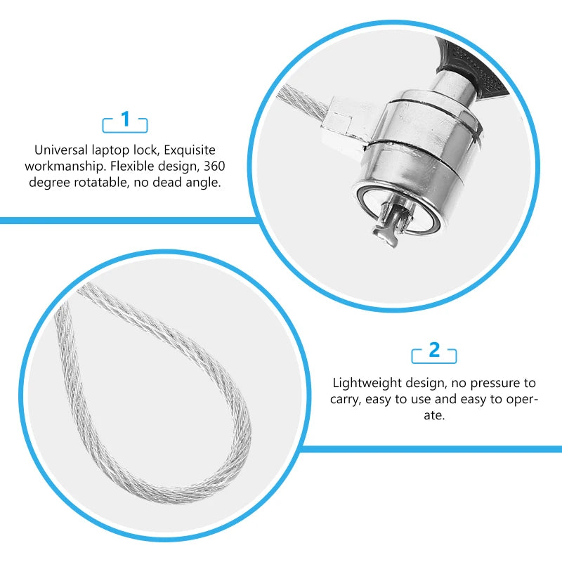 Laptop Lock Key Lock 1.2m Long Thick Anti Shear Steel Wire Lock Secure And Anti-theft