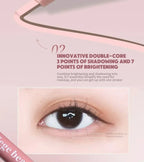 Matter aufhellender Seidenraupen-Stift, Pinkbrauner zweifarbiger Highlighter-Konturschattenstift mit Detail-Verblendpinsel für Augen-Make-up