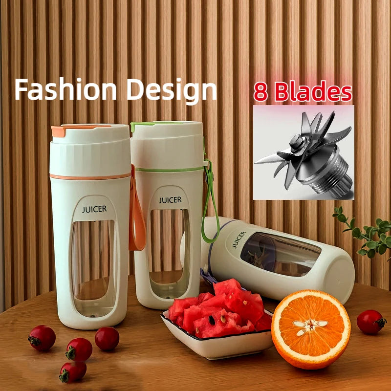 Tragbarer Entsafter Mini Elektrischer Mixer Multifunktions-Entsaftermaschine Obstmixer Extraktoren Smoothie-Mixer 8 Klingen 3000mAh