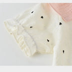 Baby Mädchen Sommer Süßer Herz-Print Strampler Rüschenkragen Baby Bodys Baumwolle 0-24M Neugeborenen Komfort Overall Outfit