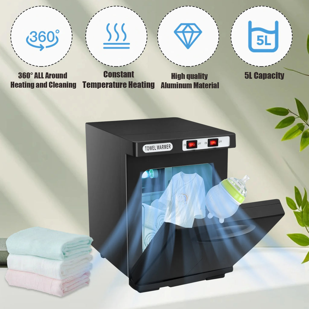 150W UV-Ozon Beheizter Handtuchsterilisator 5L Schnelle Aufwärmzeit für Spa Nagelstudio 3-in-1 Desinfektion mit Wärme & UV & Ozon