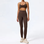 Hearuisavy Sommer Superweiches 2-teiliges Damen-Sportshorts-Set atmungsaktives Fitness-Yoga-BH Freizeit-Push-Up-Workout-Crop-Top