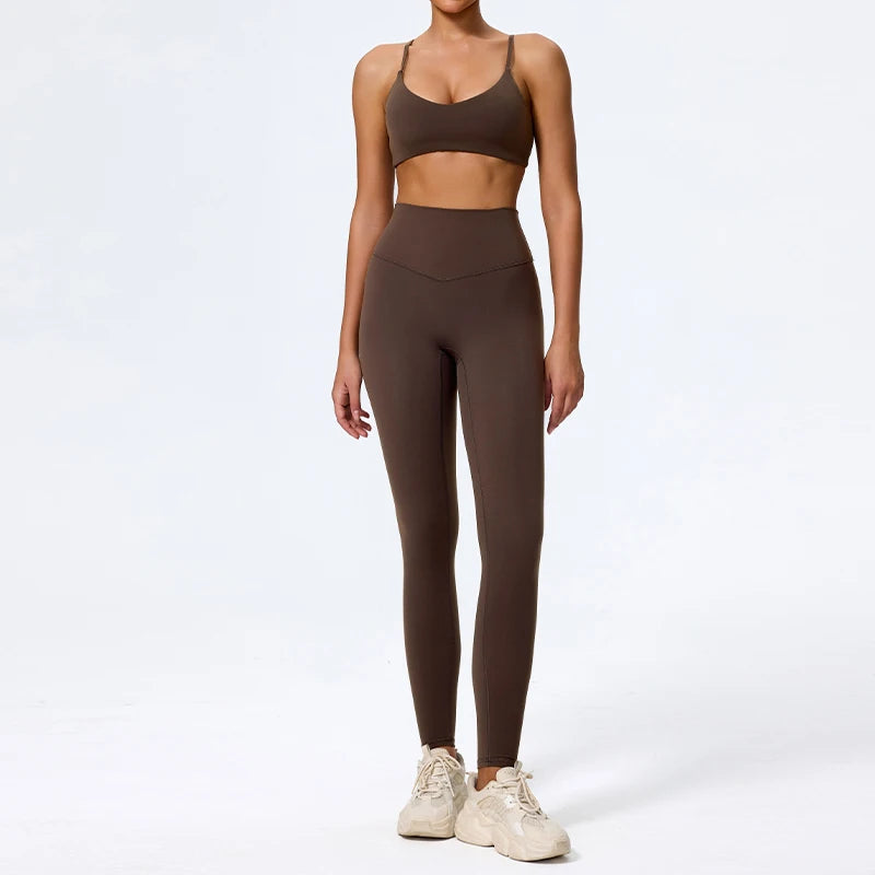 Hearuisavy Sommer Superweiches 2-teiliges Damen-Sportshorts-Set atmungsaktives Fitness-Yoga-BH Freizeit-Push-Up-Workout-Crop-Top