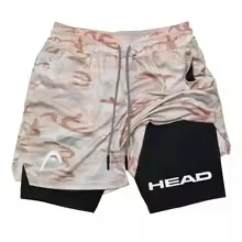 Laufshorts Herren Fitnessstudio Training 2-in-1 Sport Kompression Mode Schnelltrocknend Workout Harajuku Jogging Doppellagig Sommer