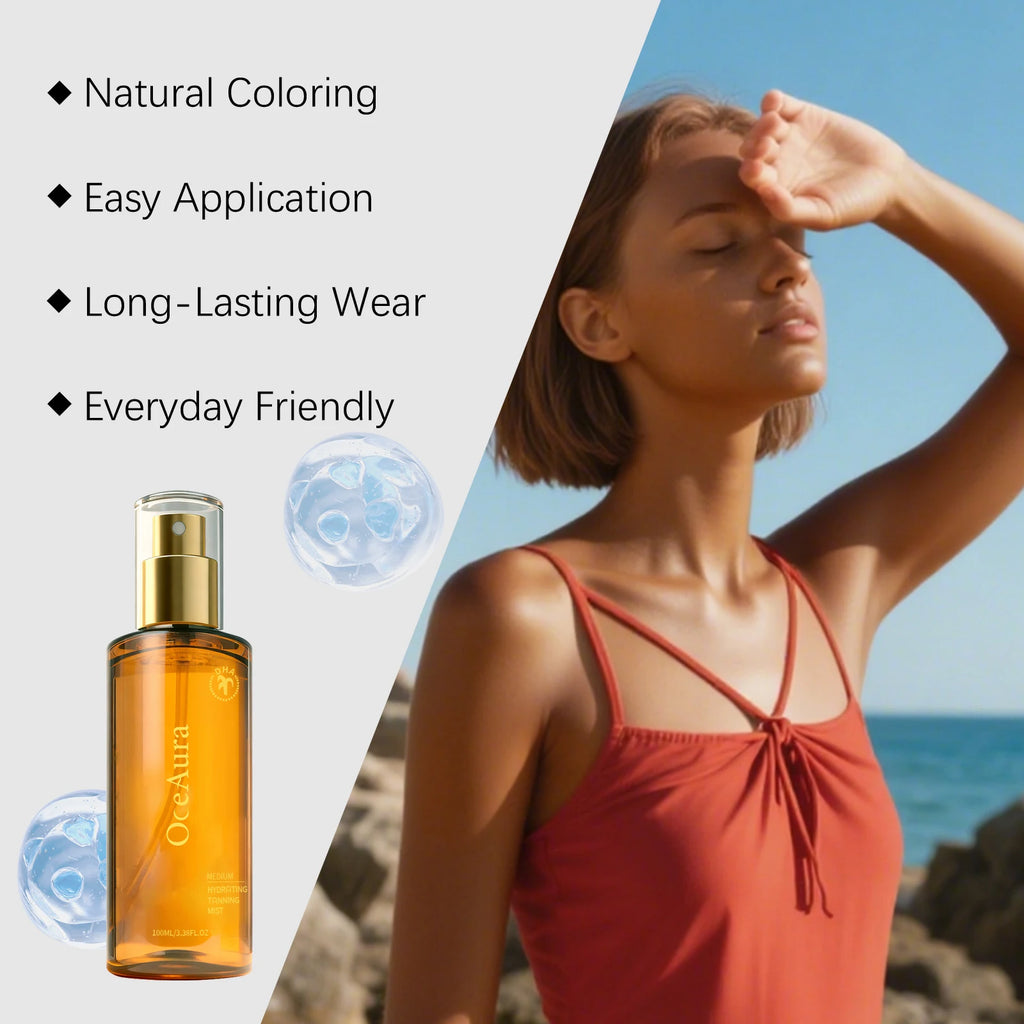 Selbstbräunungsspray natürlicher bräunungsloser Bräuner für Gesicht und Körper feuchtigkeitsspendendes, leichtes bräunungsloses Spray, natürlicher Braunton, gleichmäßiger Glanz