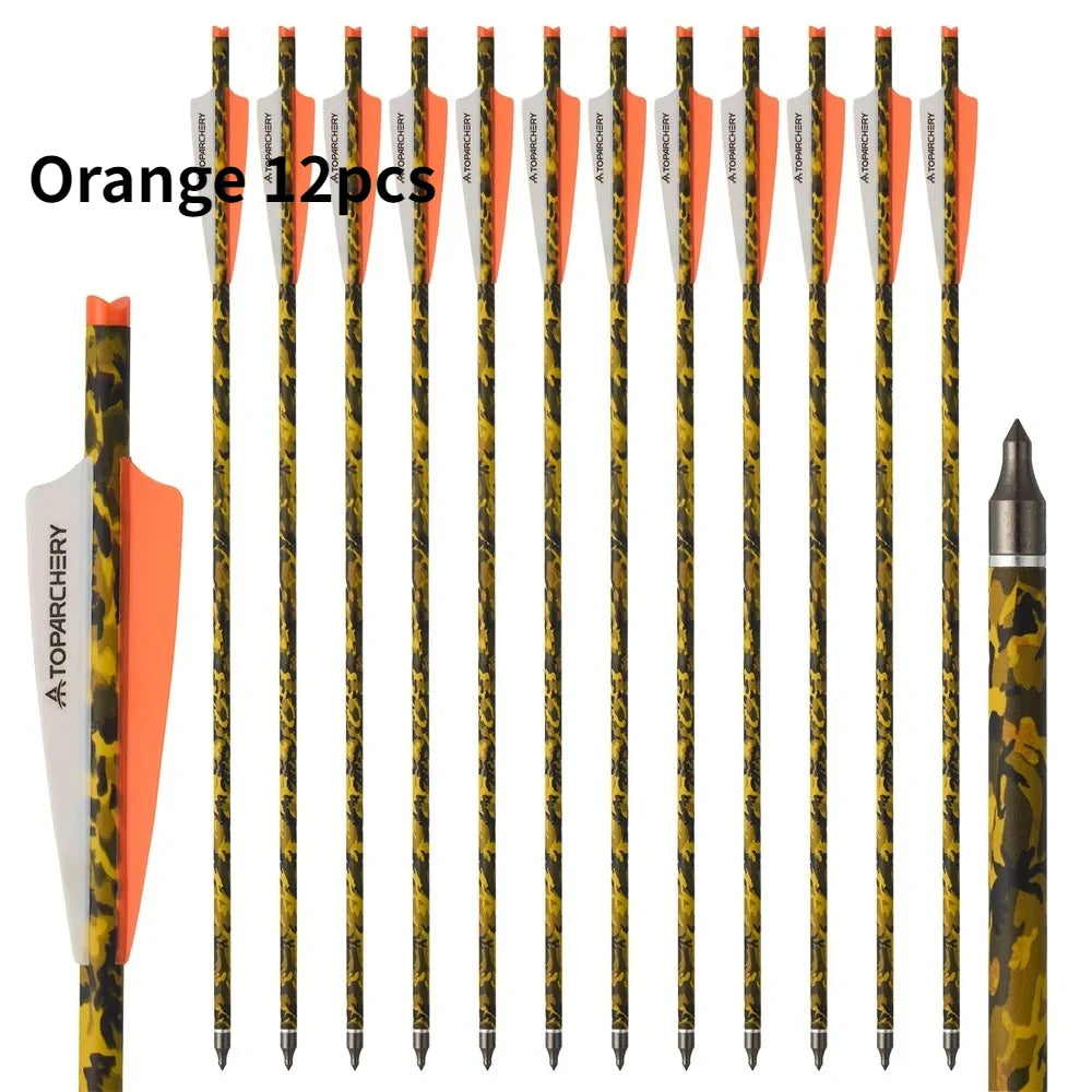 6/12/24 Stück 20'' Armbrustbolzen Carbonpfeil mit 4-Zoll-Feder ID7.6mm Outdoor Jagd Sport Praxis Armbrustpfeile