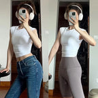 Damen Slim Fit Sport-Tanktop mit offenem Rücken, integrierten BH-Schalen, atmungsaktiv, für Pilates und Yoga
