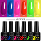 LILYCUTE 7ML 6PCS Neon Gel Nagellack Set fluoreszierend Farbwechsel Semi Permanent Soak Off Maniküre-Kit Nail Art Gel