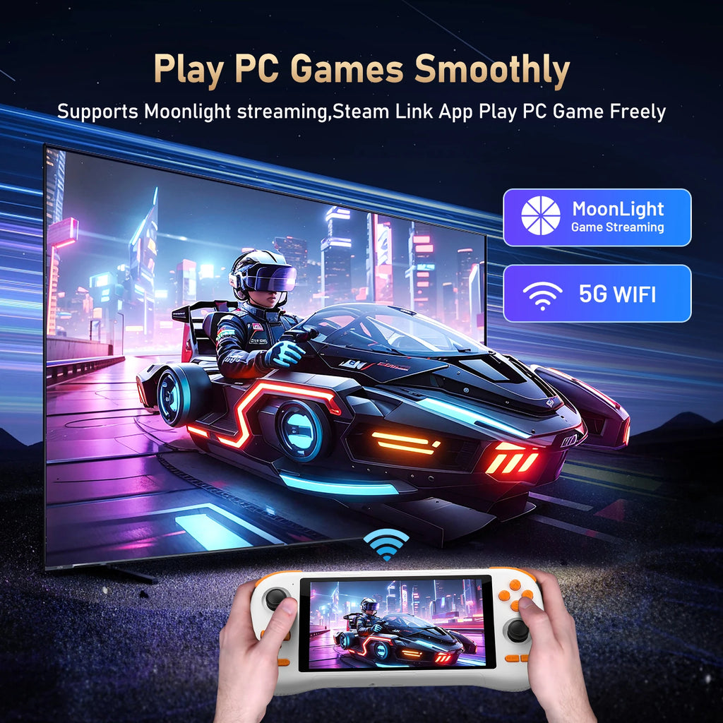 K56 Android 14 tragbare Gaming-Konsole mit 5,5-Zoll-Touchscreen und über 50 Retro-Videospiel-Emulatoren für DC/MAME/SS