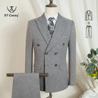 ST Cassy Dunkelblau Eleganter Herrenanzug 2-teiliges Set Moderne Hochzeitsanzüge für Herren Stilvoller Business-Büroanzug