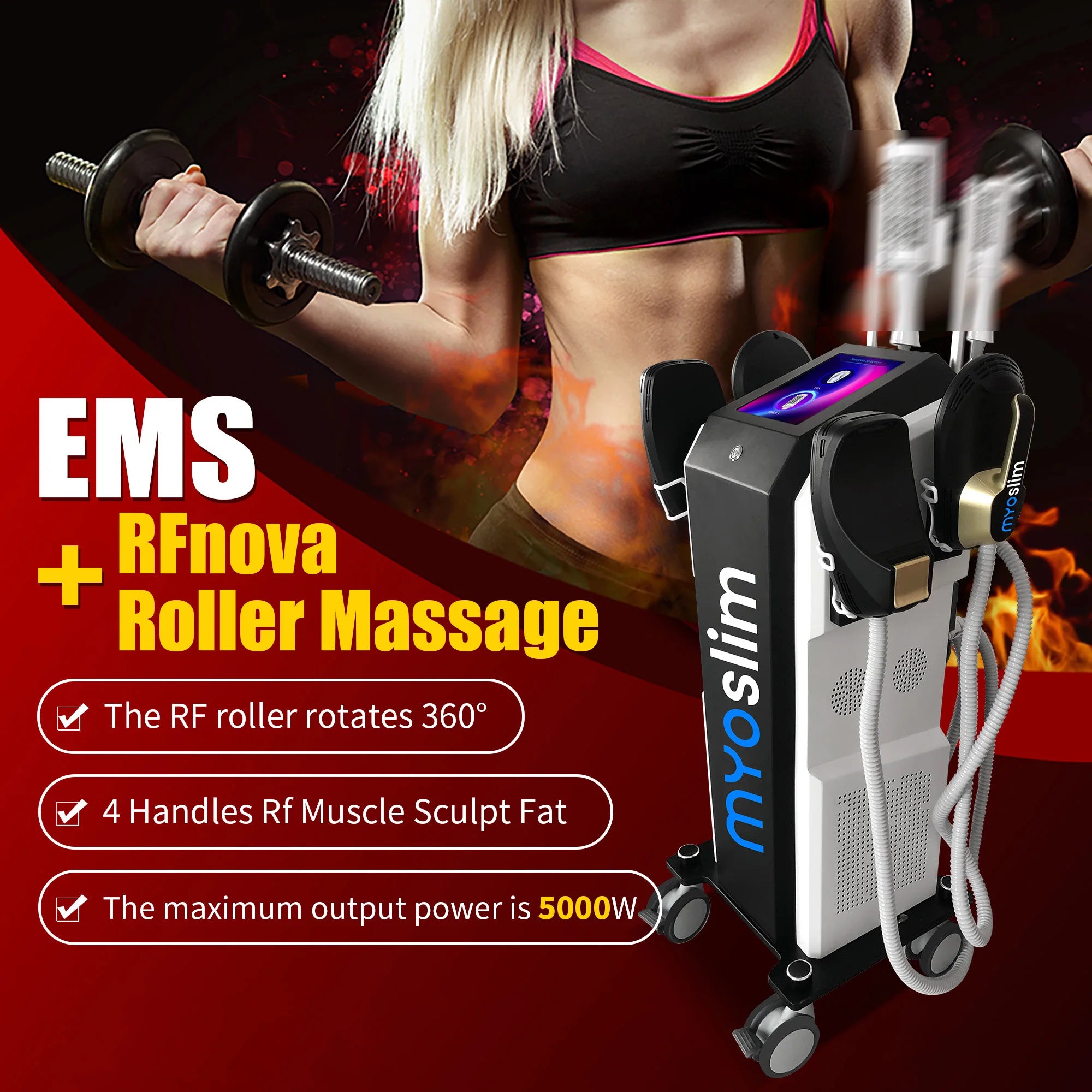 6500W MYOslim Sculpting Butt Lift Machine 2 in 1 Body Sculpt Machine RF Roller Muscle Stimulator Body Shaping Massage Equipment Main image