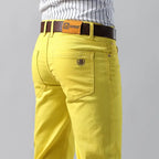 5 Farben Herren Bunte Denim Stretch Stretch Jeans Elastische Gelb Pink Rot Slim Herren Bekleidung Einfache Business Denim Hosen