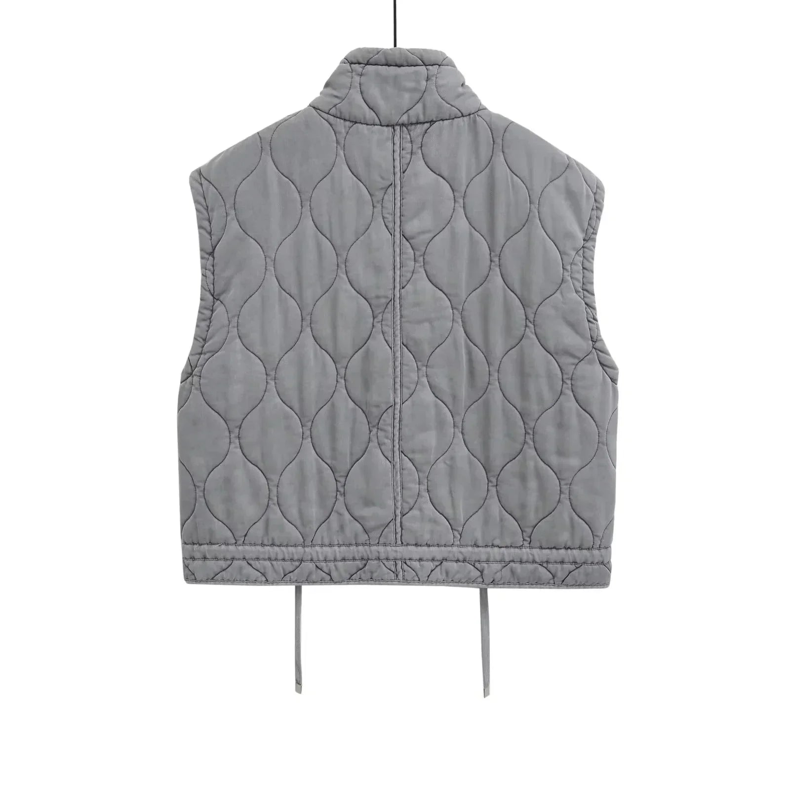 Herbst Winter Damen Stehkragen Leichte Ärmellose Baumwollweste Damen Taschendekoration Tanktop