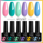 LILYCUTE 7ML 6PCS Neon Gel Nagellack Set fluoreszierend Farbwechsel Semi Permanent Soak Off Maniküre-Kit Nail Art Gel