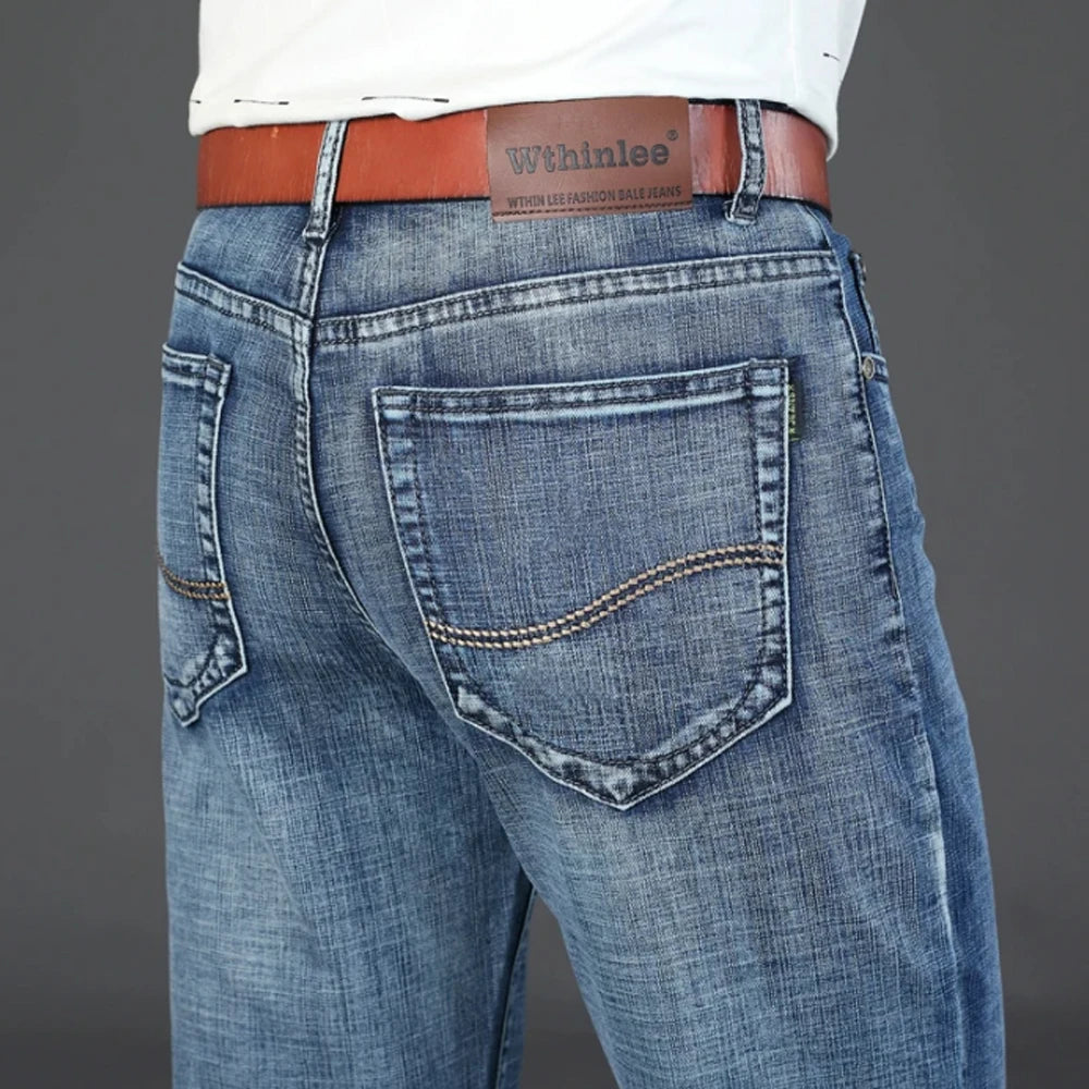 Wthinlee Business Herren Jeans Lässig Gerade Stretch Mode Klassisch Blau Schwarz Arbeits Denim Hose Frühling Sommer Markenkleidung Zweitbild