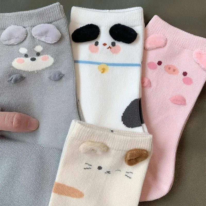 Mode Süß Niedlich 3D Tierohren Schwein Strumpfwaren Winter Warme Cartoon-Socken für Kinder Harajuku Baumwolle Weiche Hausschuhsocke