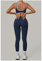 2PCS Damen Yoga-Set Hohe Taille Peach Hip Herausnehmbare Polsterung Sport-BH Hose Fitnessanzug Laufen Workout Gym Leggings Yoga-Set