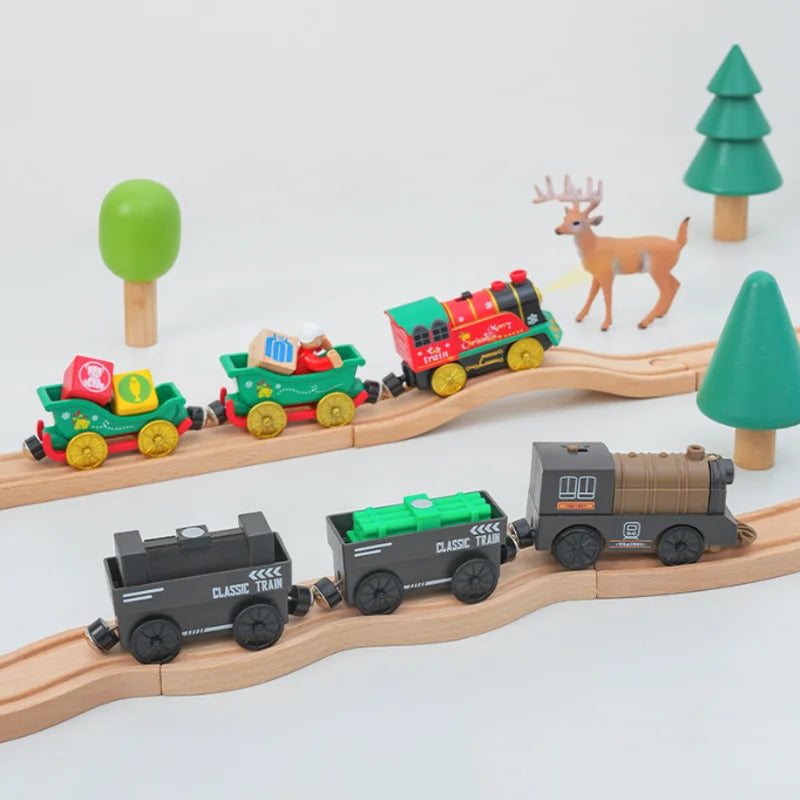 Neues elektrisches Eisenbahnset, kompatibel mit Thomas Holzeisenbahn Schienen Zugspielzeug für Kinder Weihnachtsgeburtstagsgeschenk