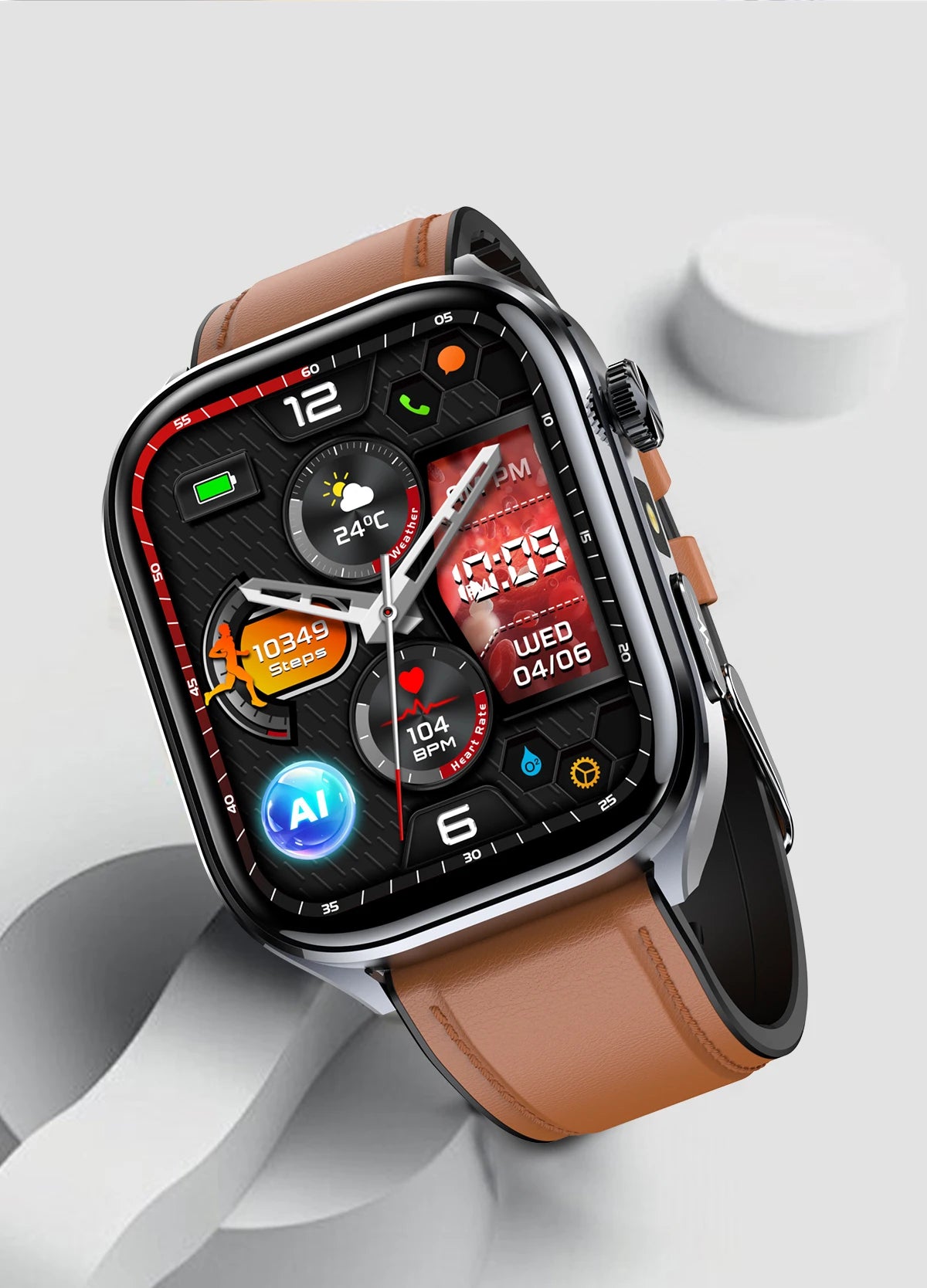 Neue Gesundheitsuhr Harnsäure Blutdruck Blutsauerstoff Körperanalyse Körperfett Smartwatch EKG+PPG Bluetooth Anruf Uhr Frauen Männer
