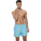 DATIFER Sommer Neue Mode Polyester Herren Shorts Strand Schnell Trocknend Bedruckte Badeshorts Übergröße Mesh-Futter Surf-Fitnessshorts Herren