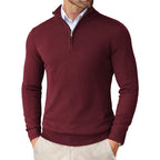 Herren-Strickpullover mit Stehkragen, Reißverschluss, Slim Fit, leicht, Rollkragen, lässig, Half Turtleneck, gestrickt, für Outdoor und Streetwear